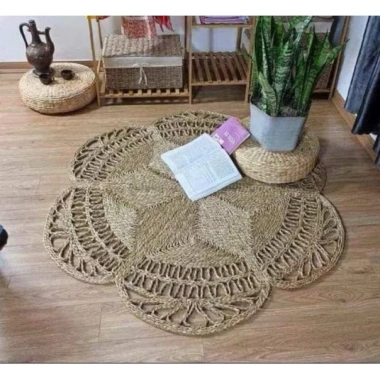 Thảm cói đan thủ công 1 lớp, decor sàn homestay, quán, nhà cửa, chỉ 175.000₫