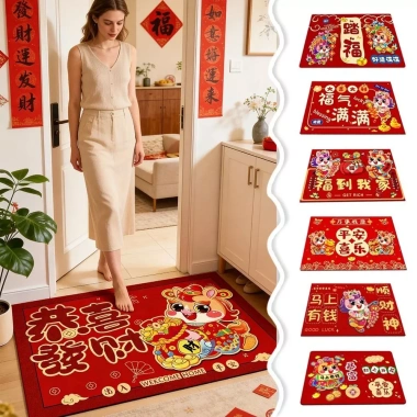Thảm cửa BOOCEAN đỏ 2.026, hoạt hình, chống trượt, chống bẩn 60x40cm, quà tặng 5