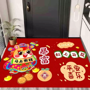 Thảm cửa BOOCEAN đỏ 2.026, hoạt hình, chống trượt, chống bẩn 60x40cm, quà tặng 6