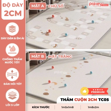Thảm Cuộn XPE PAKEY 2CM Dày 2 Mặt Êm Ái, Chống Trượt, Không Rãnh, Gấp Bé Yêu 610.000₫ 10