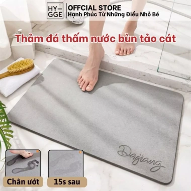 Thảm Đá Siêu Thấm Nước HYGGE Cho Cửa Nhà Tắm - Dễ Vệ Sinh, Có Lót Chống Trơn, Giá 405.000đ