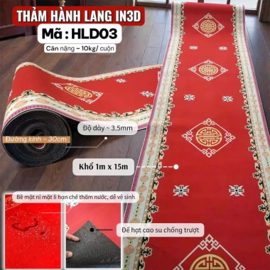 Thảm Dẫn Lối Sự Kiện Cao Cấp Đỏ In 3D 1m x 15m Đế Cao Su Chống Trượt 90.000đ