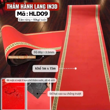Thảm Dẫn Lối Sự Kiện Cao Cấp Đỏ In 3D 1m x 15m Đế Cao Su Chống Trượt 90.000đ