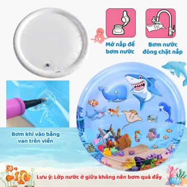 Thảm Đệm Nước Bé Tập Bò Chống Tràn Dày Dặn An Toàn Tặng Bơm Hơi Kích Thích Vận Động 5 Thảm Đệm Nước Bé Tập Bò Chống Tràn Dày Dặn An Toàn Tặng Bơm Hơi Kích Thích Vận Động 5