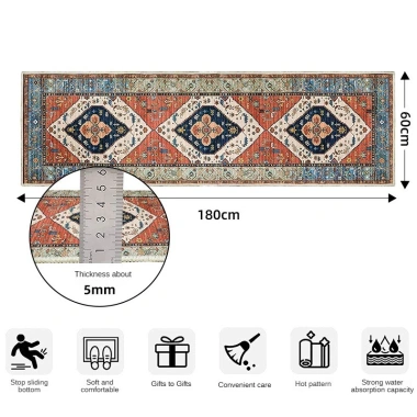 Thảm hành lang Boho siêu dài chống trượt Dove Nhung - Phòng khách, phòng ngủ, trang trí nội thất, giảm giá 428.220đ