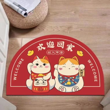 Thảm Lau Chân Hình Mèo Tết HT01 Giá 42.000 VNĐ - Siêu Thấm, Đệm êm, Giảm Giá