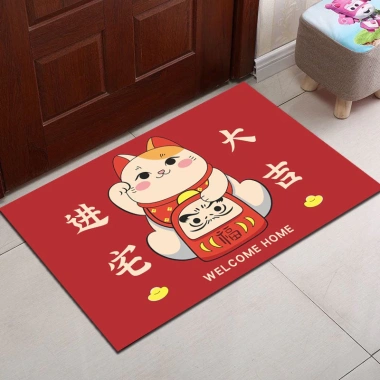 Thảm Lau Chân Hình Mèo Tết HT01 Giá 42.000 VNĐ - Siêu Thấm, Đệm êm, Giảm Giá