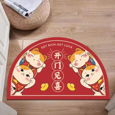 Thảm Lau Chân Hình Mèo Tết HT01 Giá 42.000 VNĐ - Siêu Thấm, Đệm êm, Giảm Giá