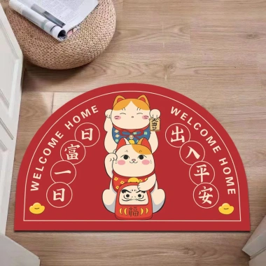 Thảm Lau Chân Hình Mèo Tết HT01 Giá 42.000 VNĐ - Siêu Thấm, Đệm êm, Giảm Giá