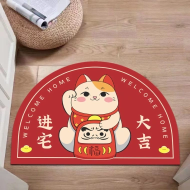 Thảm Lau Chân Hình Mèo Tết HT01 Giá 42.000 VNĐ - Siêu Thấm, Đệm êm, Giảm Giá