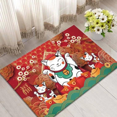 Thảm Lau Chân Hình Mèo Tết HT01 Giá 42.000 VNĐ - Siêu Thấm, Đệm êm, Giảm Giá