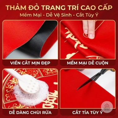 Thảm Lau Chân Tết Ngựa Thêu Len Lông Cừu 40x60cm Dày Dặn, Thấm Hút, Chống Trượt - Giá chỉ 65.000 VND 2