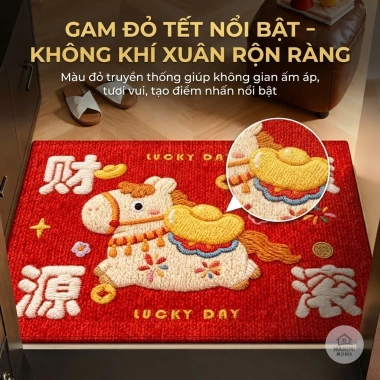 Thảm Lau Chân Tết Ngựa Thêu Len Lông Cừu 40x60cm Dày Dặn, Thấm Hút, Chống Trượt - Giá chỉ 65.000 VND 9