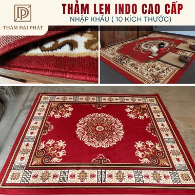 Thảm Len Indo ĐẠI PHÁT Xù Lông, Giữ Màu Lâu, Dày Mịn cho Phòng Khách và Thờ - 1.69 Triệu