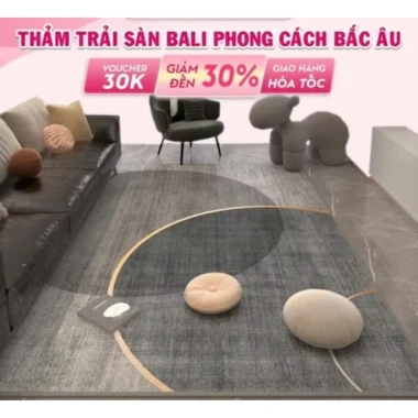 Thảm lì Bali nhập khẩu 1.6x2.3m - Phong cách Bắc Âu, trang trí phòng ngủ & khách, giá ưu đãi 139.000 VND