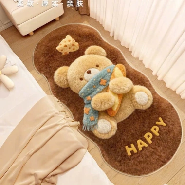 Thảm lông cừu hoạt hình 40x120 - Ngựa mèo xinh xắn, loại 1, trang trí nhà đón Tết