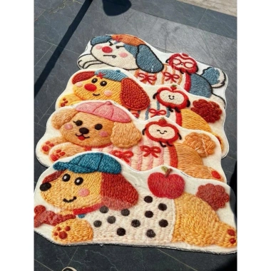 Thảm lông cừu hoạt hình 50x100cm - Mẫu ngẫu nhiên, Giá 77.000đ, Siêu mềm, Tô màu phòng