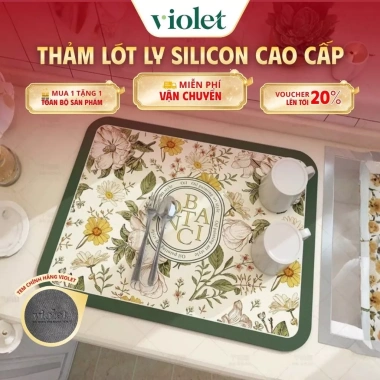 Thảm lót ly silicon violet cao cấp, cách nhiệt, chống trượt, dễ vệ sinh, giá 64.000đ