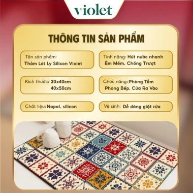 Thảm lót ly silicon violet cao cấp, cách nhiệt, chống trượt, dễ vệ sinh, giá 64.000đ