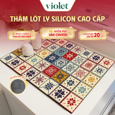 Thảm Lót Ly Silicon Violet Cao Cấp - Chịu Nhiệt, Chống Trầy Xước, Dễ Vệ Sinh