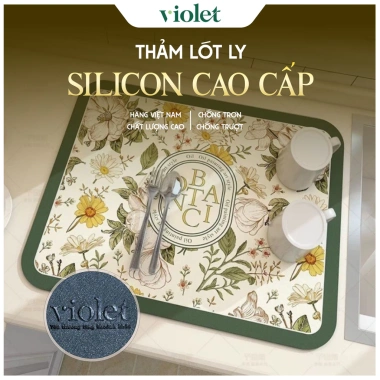 Thảm Lót Ly Silicon Violet Cao Cấp - Chịu Nhiệt, Chống Trầy Xước, Dễ Vệ Sinh