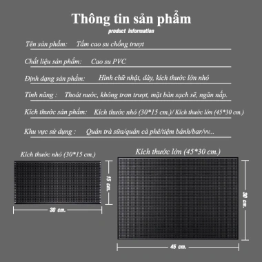 Thảm lót quầy bar đen cao su chống thấm, thoát nước, không trơn, cách nhiệt - 35k 9