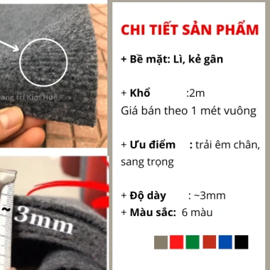 Thảm lót sàn nỉ 3mm trơn giá rẻ 37.000đ - Phù hợp văn phòng, phòng khách, sự kiện - Kim Huệ