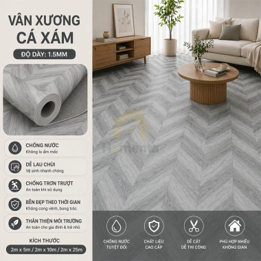 Thảm lót sàn simili vân gỗ 1.5mm chống trượt, kích thước 2x5 - 2x10, 299.000đ 14