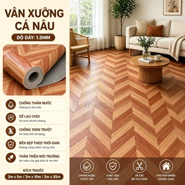 Thảm lót sàn simili vân gỗ 1.5mm chống trượt, kích thước 2x5 - 2x10, 299.000đ 15