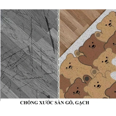 Thảm nhựa rối PVC cỡ to 60x90cm hoạ tiết gấu - Dễ cắt, phù hợp khung cửa, tiện dụng, giá ưu đãi 189.000₫