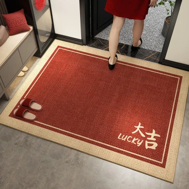 Thảm nhung pha lê đỏ Lễ hội năm mới – Chống trượt, thấm nước, trang trí lối vào, tấm lót chân
