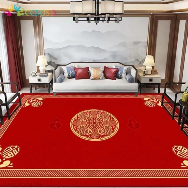 Thảm Nhung Pha Lê Đỏ Trang Trí Năm Mới Phòng Khách - Trung Quốc, Chống Bẩn, Chống Mài Mòn, Loại Bụi