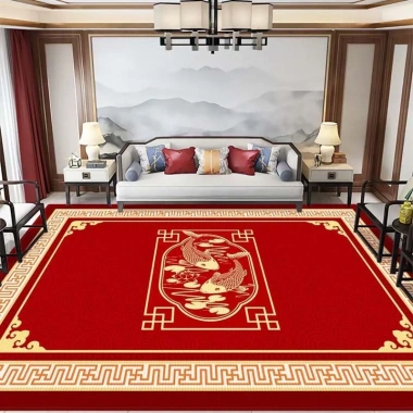 Thảm Nhung Pha Lê Đỏ Trang Trí Năm Mới Phòng Khách - Trung Quốc, Chống Bẩn, Chống Mài Mòn, Loại Bụi