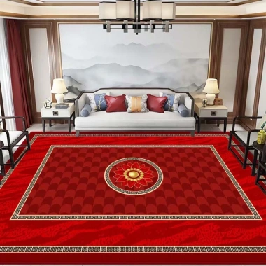 Thảm Nhung Pha Lê Đỏ Trang Trí Năm Mới Phòng Khách - Trung Quốc, Chống Bẩn, Chống Mài Mòn, Loại Bụi
