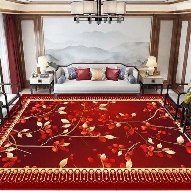Thảm Nhung Pha Lê Đỏ Trang Trí Năm Mới Phòng Khách - Trung Quốc, Chống Bẩn, Chống Mài Mòn, Loại Bụi