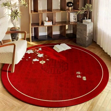 Thảm nhung pha lê đỏ tròn trang trí lễ hội năm mới, chống mài mòn, giá 186.686₫ 6