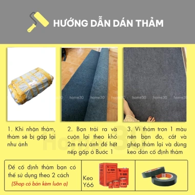 Thảm nỉ 3mm trơn 1 màu dạng cuộn - Giá rẻ 7.900đ, phù hợp văn phòng và sự kiện