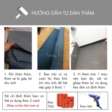 Thảm nỉ 3mm trơn 2m - Phòng khách, văn phòng, sự kiện, phòng ngủ, giá rẻ 13.000₫