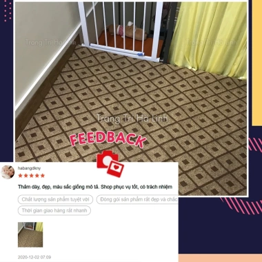Thảm nỉ JACQUARD dày 5mm chống cháy, đen trám đỏ, khổ rộng 2m - Giá chỉ 13.000đ