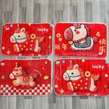 Thảm Nỉ Lông Cừu 5D Ngựa May Mắn - Trang Trí Chào Xuân, Giá chỉ 152.000 VND