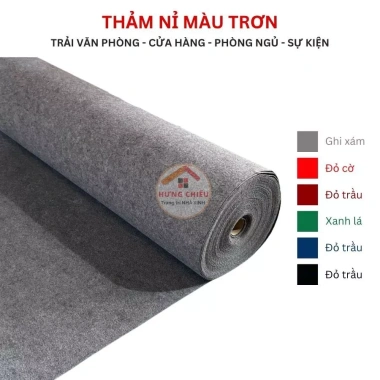 Thảm nỉ trài 3mm trơn - Lót sàn, trang trí nhà, sự kiện, sân khấu, hội nghị - Giá 35.000đ - Hưng Chiếu