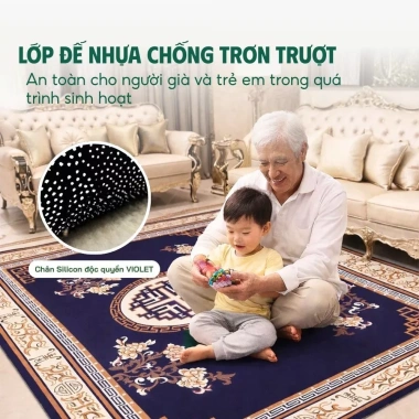 Thảm phòng khách Bali Violet sang trọng, sợi len mềm mịn, an toàn cho trẻ, giảm giá 20% chỉ 332.000 VND 3