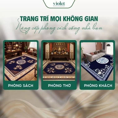 Thảm phòng khách Bali Violet sang trọng, sợi len mềm mịn, an toàn cho trẻ, giảm giá 20% chỉ 332.000 VND 4