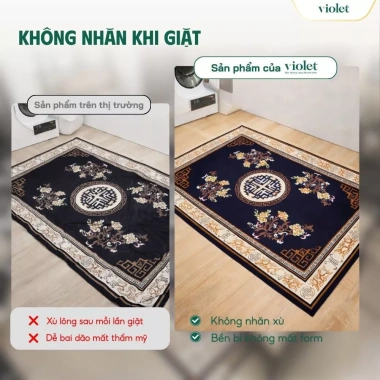 Thảm phòng khách Bali Violet sang trọng, sợi len mềm mịn, an toàn cho trẻ, giảm giá 20% chỉ 332.000 VND 5