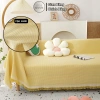 Thảm Picnic Bắc Âu Dễ Thương KENHOME - Khăn Trải Sofa Họa Tiết Màu Trơn, Ren Tua Rua, Giá ưu đãi 105.000 VND 5