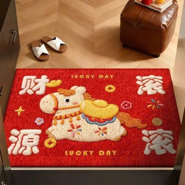 Thảm Sàn Lông Cừu Đỏ Họa Tiết Ngựa - Mẫu Mới 2.026 40x60 Giá 98.000₫
