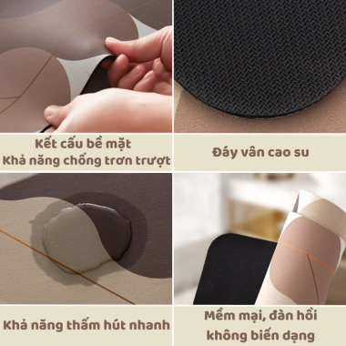 Thảm sàn nhà bếp cao su chống trơn vải tảo cát thấm hút nước - Chỉ 73.000₫