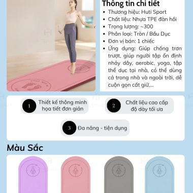 Thảm tập thể thao Yoga & Nhảy dây, chống trượt, giảm còn 149.000₫ (giá gốc 183.270₫)