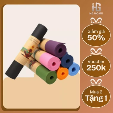 Thảm tập yoga, gym TPE 6mm/8mm 2 lớp cao cấp chống trơn trượt - HGHOME, chỉ 79.000₫