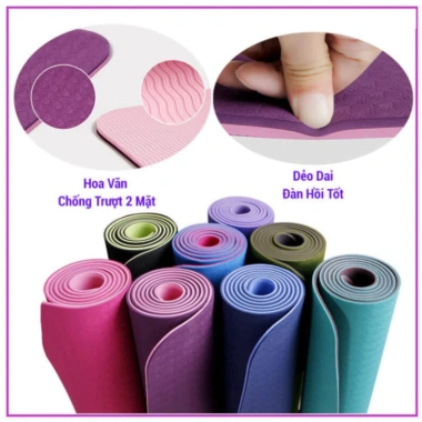 Thảm tập yoga, gym TPE 6mm/8mm 2 lớp cao cấp chống trơn trượt - HGHOME, chỉ 79.000₫